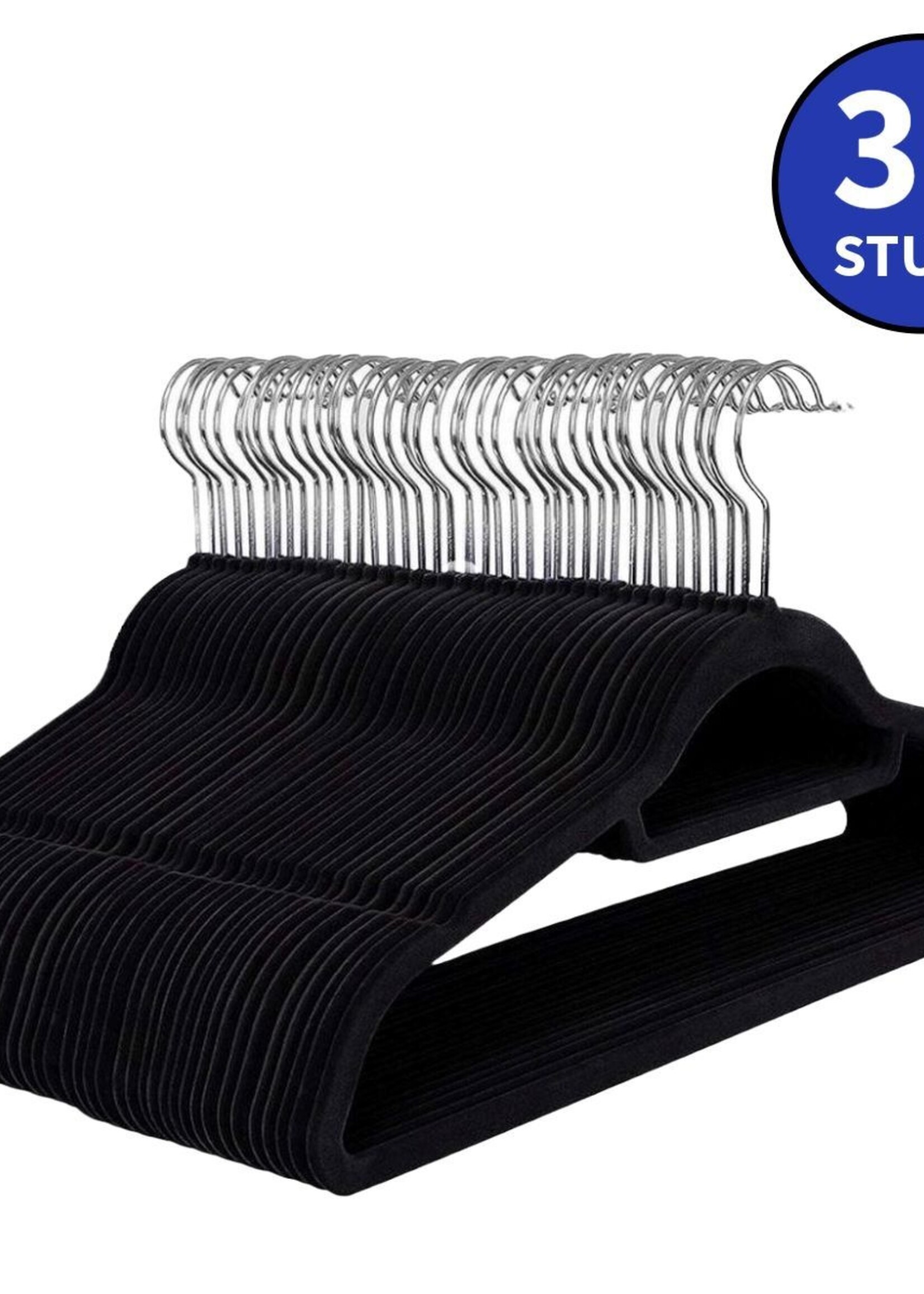 Ceruzo 36 x Anti-slip Kledinghangers met Broeklat - Zwart