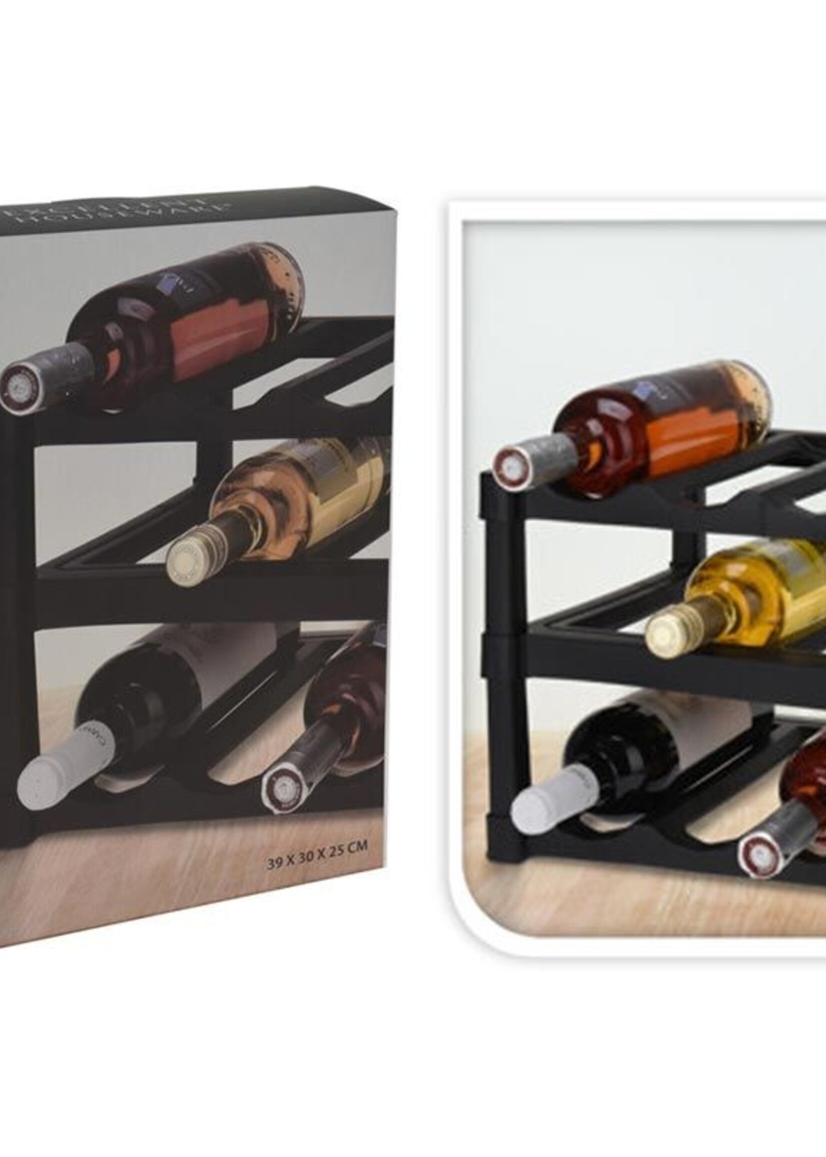 Excellent Houseware Wijnrek - Kunststof - voor 12 Flessen