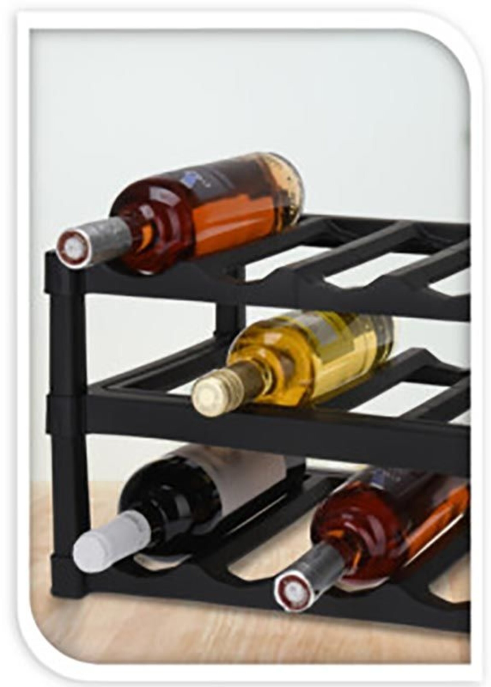 Excellent Houseware Wijnrek - Kunststof - voor 12 Flessen