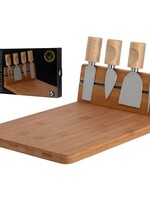 Excellent Houseware Bamboe kaasplank met 4 kaasmessen