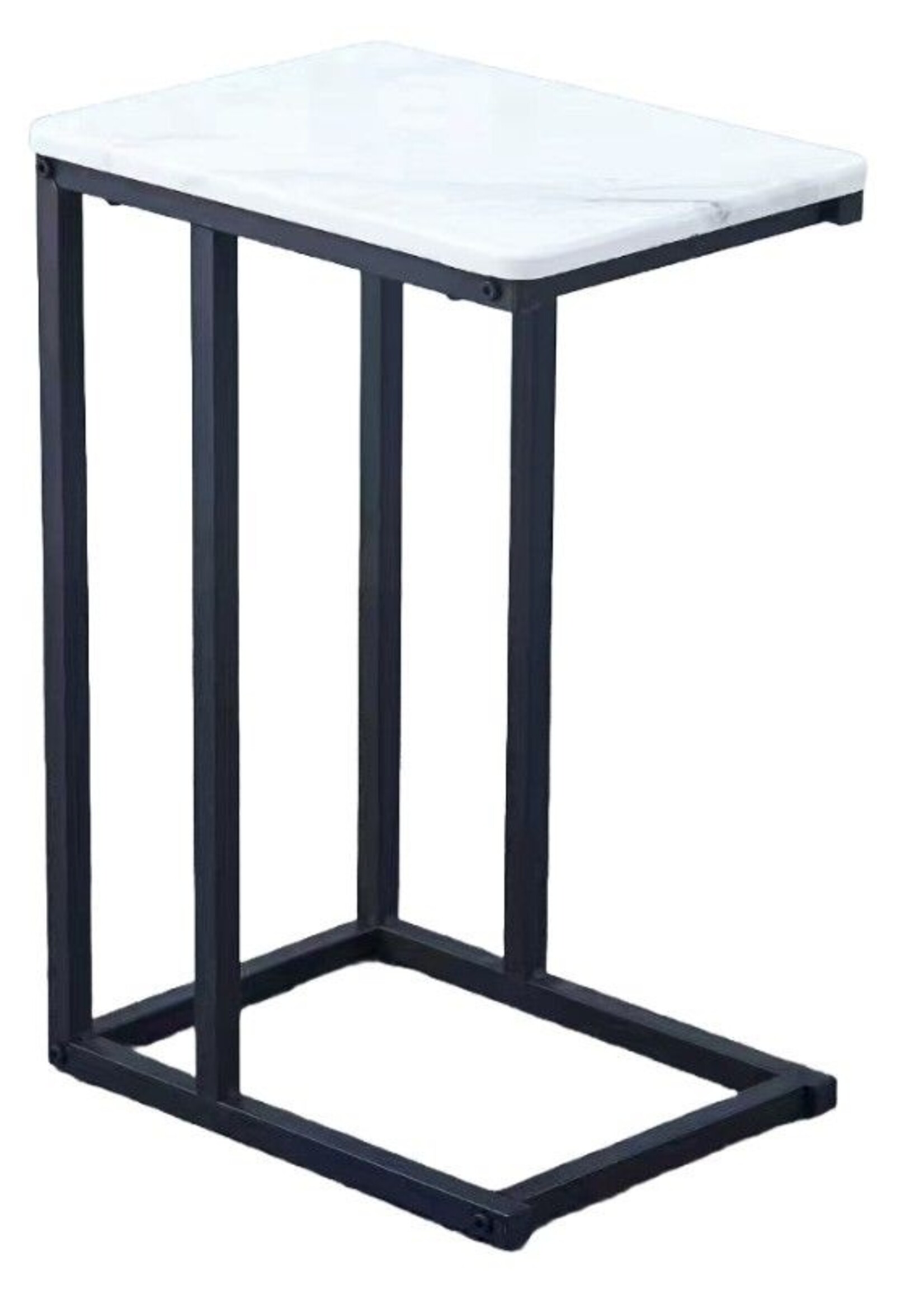 Ceruzo Bijzettafel - Banktafeltje - Metaal en MDF - Wit Gemarmerd