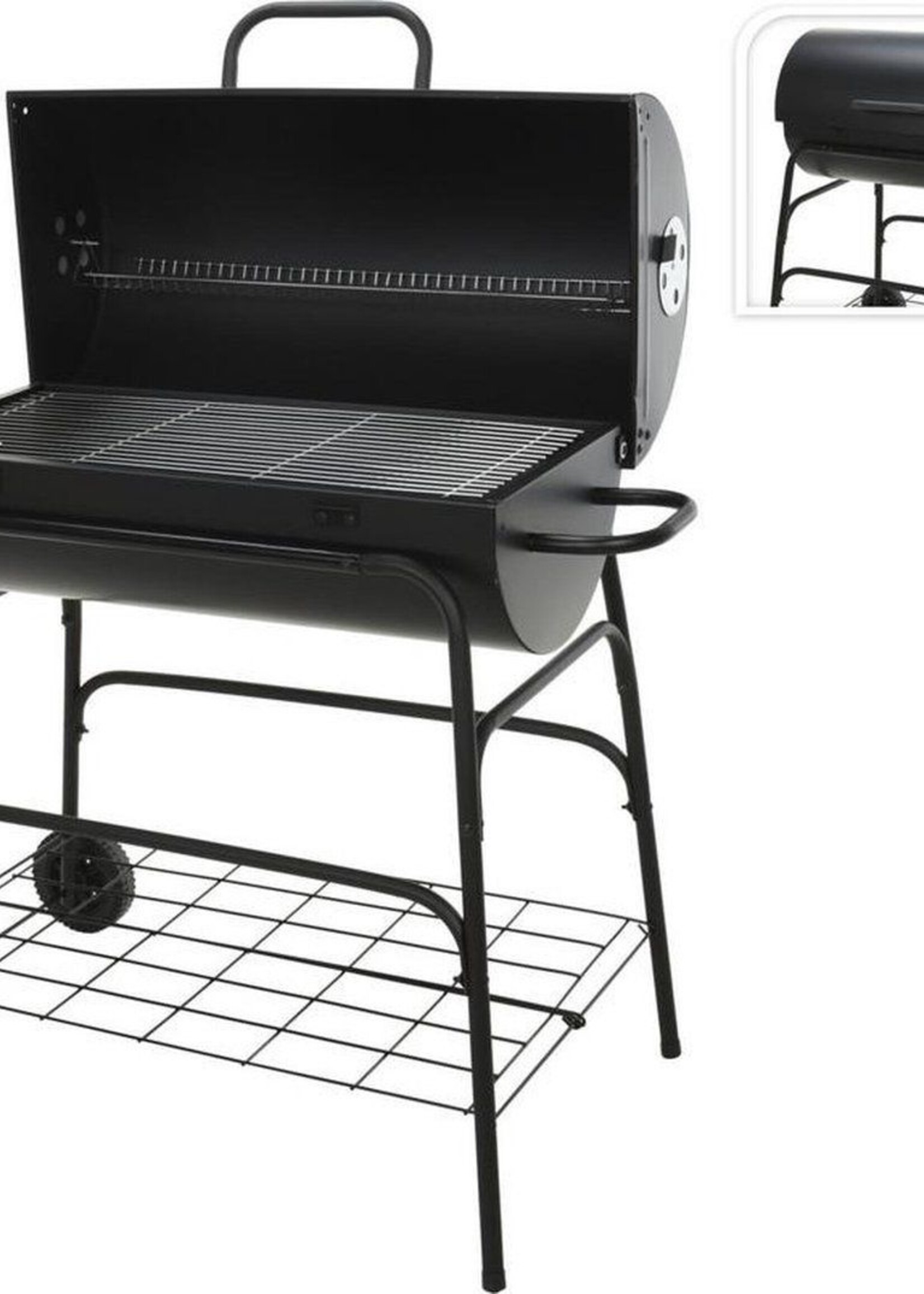Verrijdbare Houtskoolbarbecue - Cilinder - 77 x H100cm