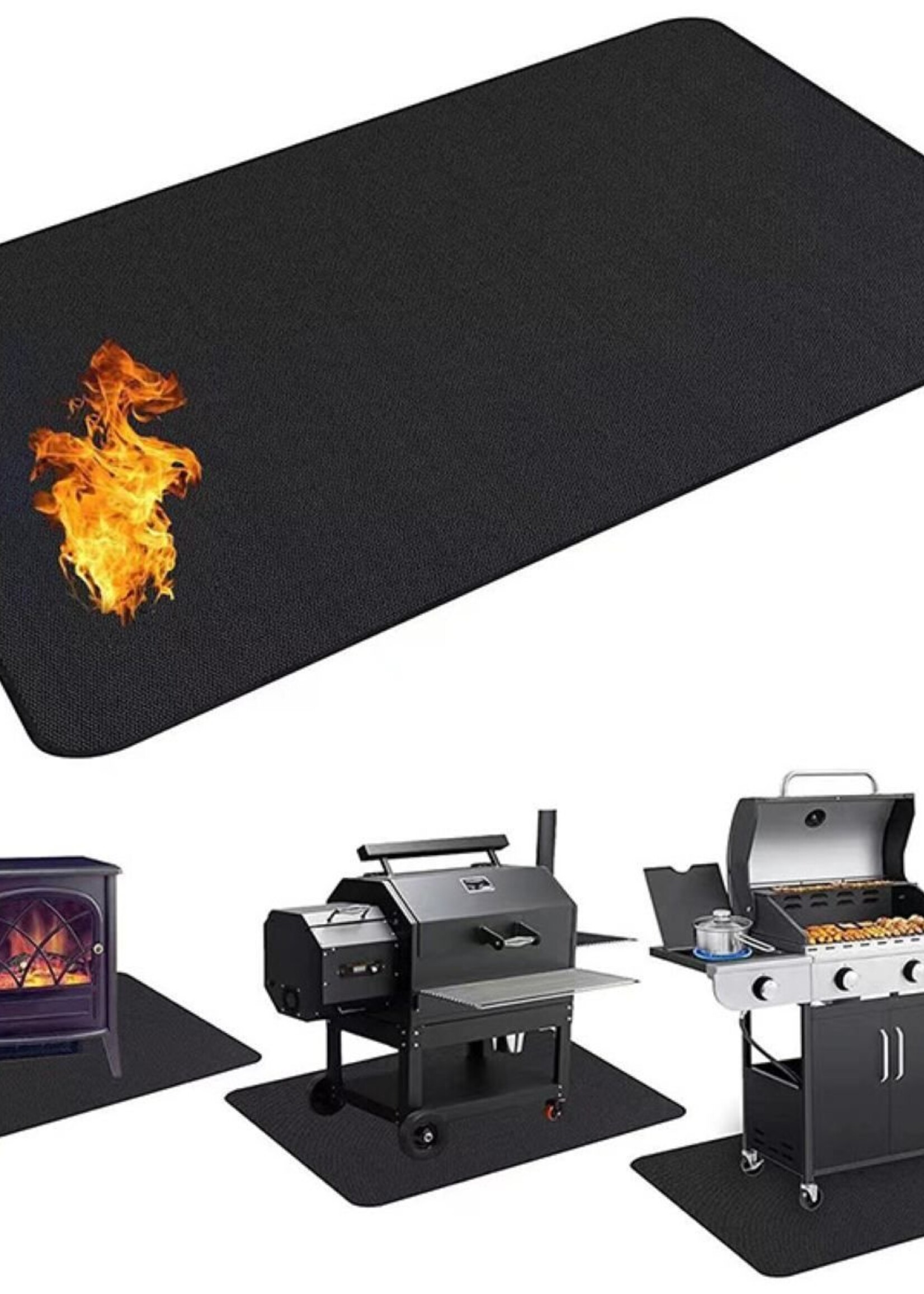 Ceruzo Hittebestendige Vloermat - 160x90 cm - voor BBQ - Buitenoven - Vuurschaal