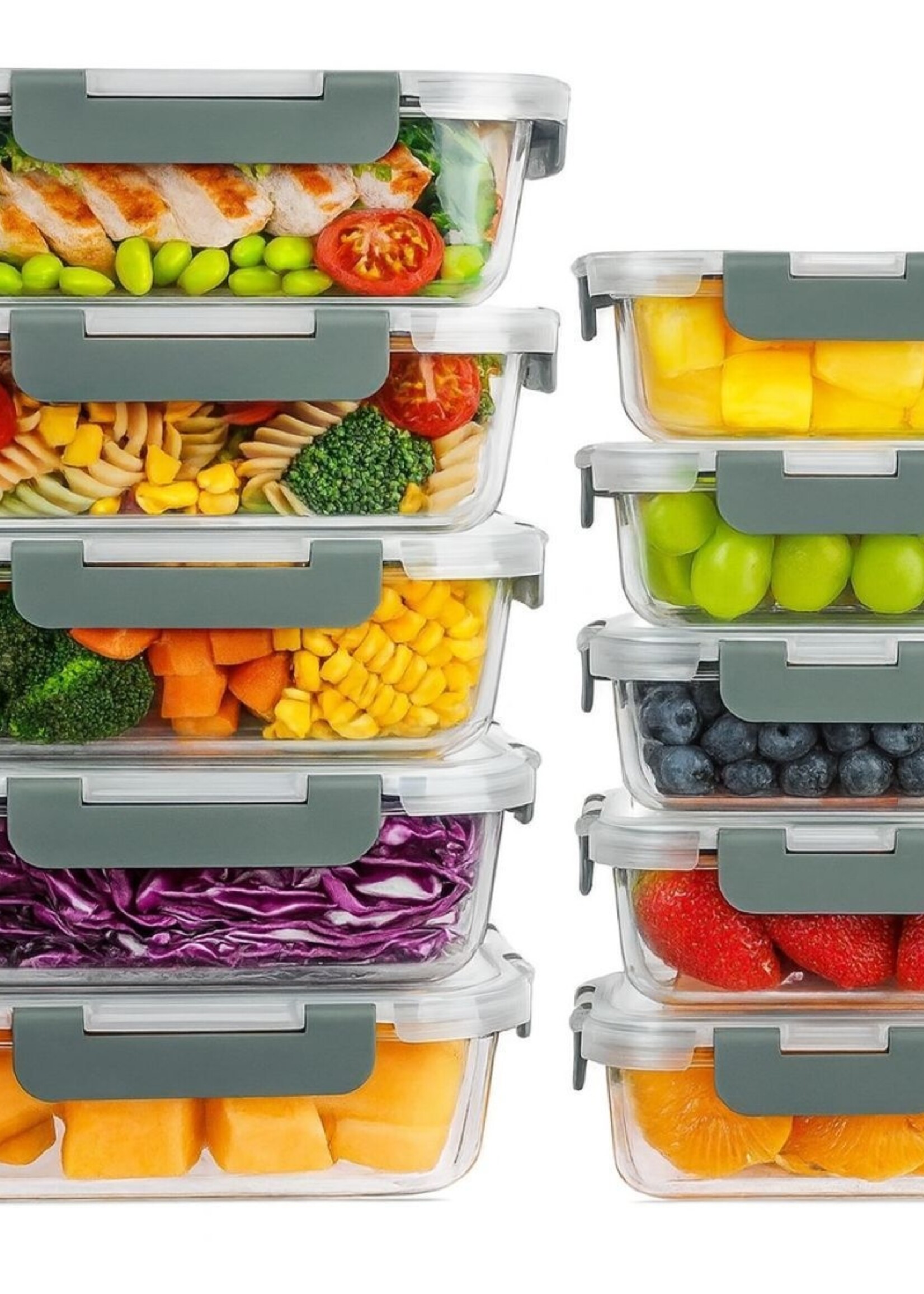 Ceruzo Meal Prep Bakjes - 10 stuks Vershoudbakjes - Glas