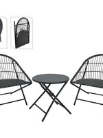 Ambiance Bistroset - 3-Delig - Tuinset met Bijzettafel - Metaal - Vouwbaar