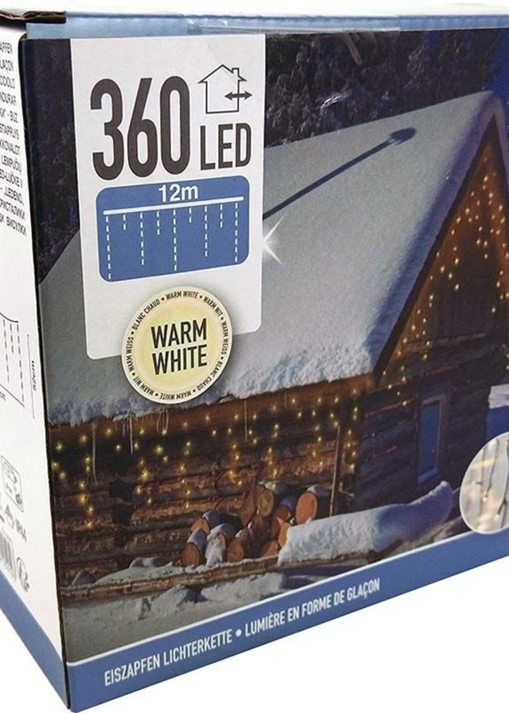 IJspegel verlichting 360 LED's - 12 meter - warm wit