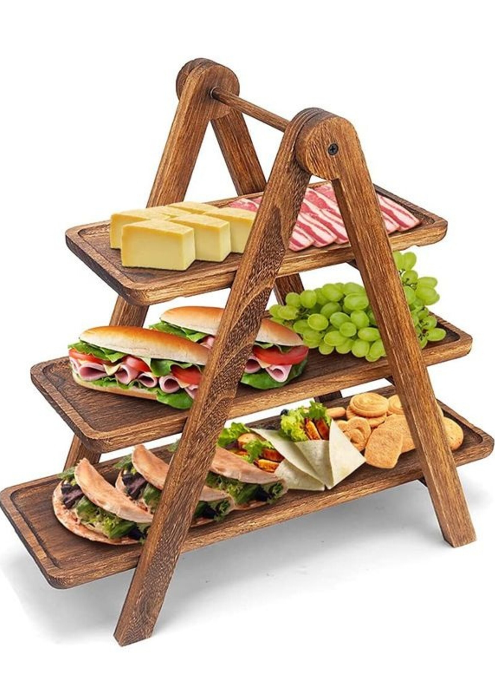 Ceruzo Etagere Plataan Hout - 3 Lagen - Hoogte 42 cm