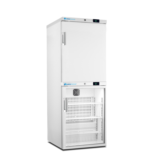 Medifridge MedEasy line MF140 Combi KK-CD KK-GD refrigerator combination with DIN, 1 solid door and 1 glass door