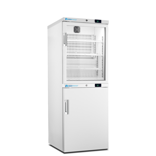 Medifridge MedEasy line MF140 Combi KK-GD KK-CD refrigerator combination with DIN, 1 glass door and 1 solid door