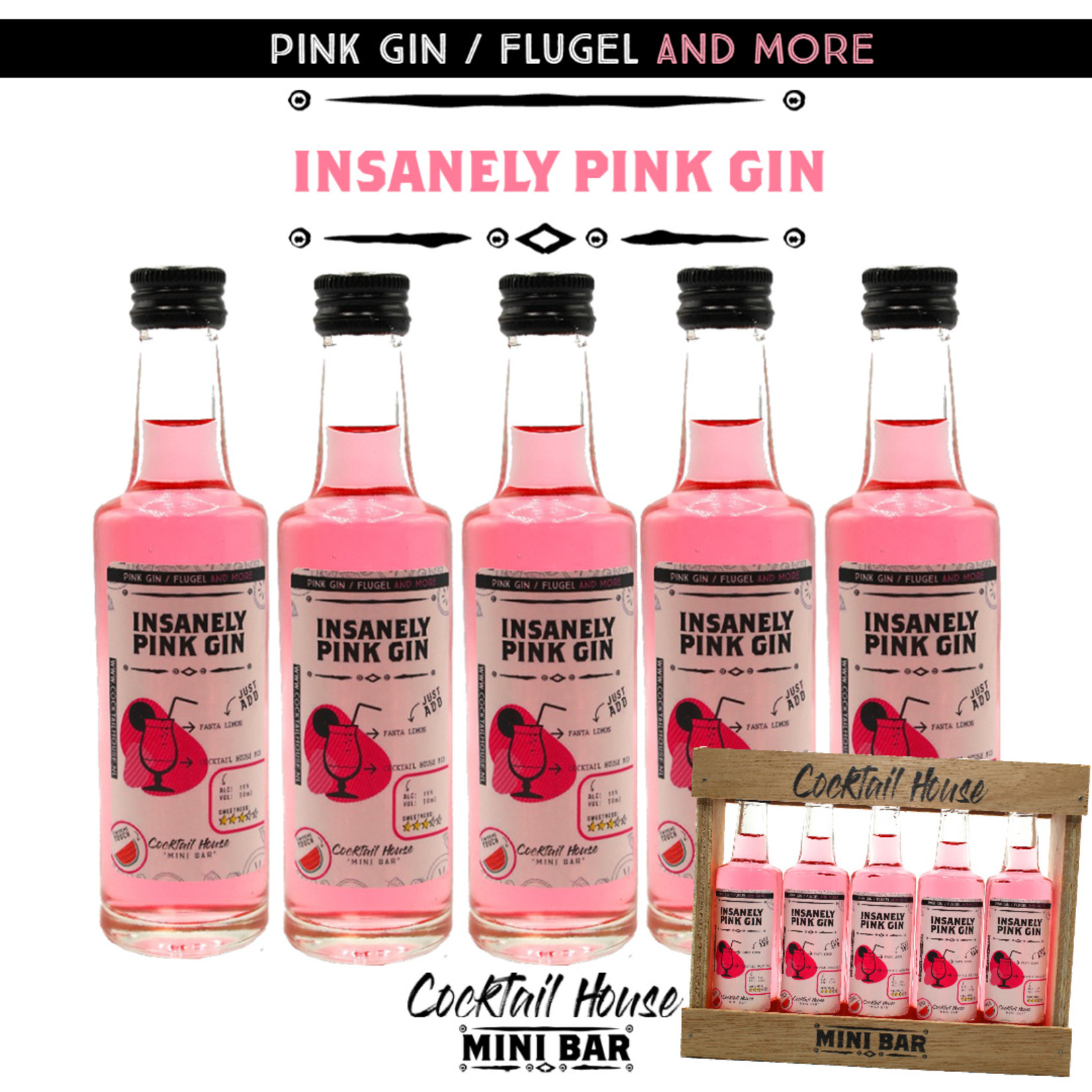 Cocktail House® INSANELY PINK GIN (5 stuks)