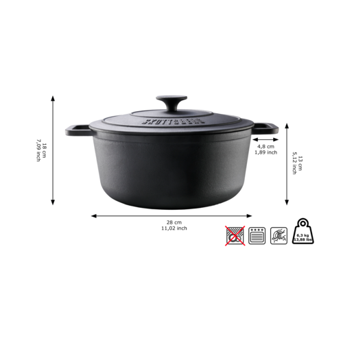 Traditional Cast Iron Skottsberg Sartén cacerola Cast Iron