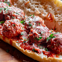 Smoked meatball sandwich