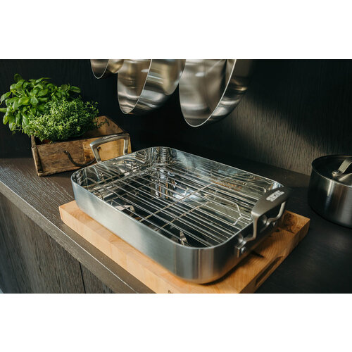 Stainless Steel Skottsberg Braadslede met rooster Stainless Steel Stainless Steel Skottsberg Braadslede met rooster Stainless Steel