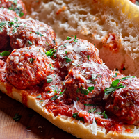 Smoked meatball sandwich