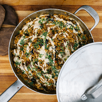 One pan dish with lamb and tahini