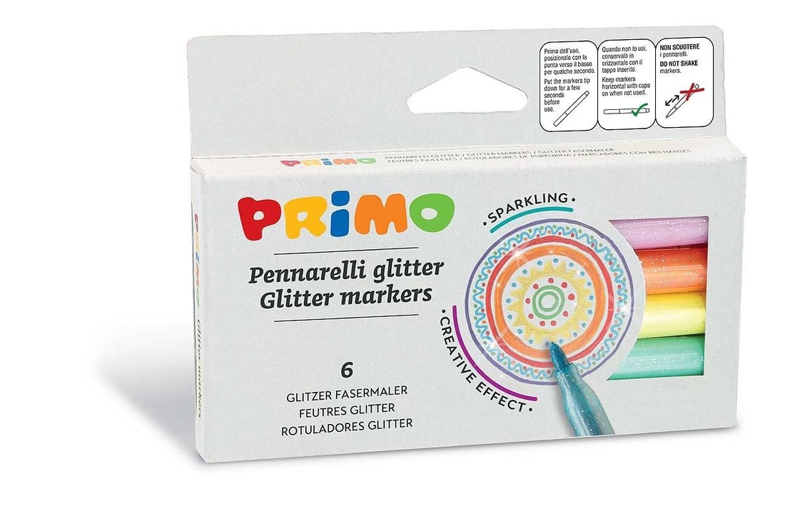 Primo | Viltstiften Glitter 6 Stuks