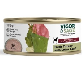 Vigor & Sage Vigor & Sage Hond Natvoer Lotus Leaf met Kalkoen Vigor & Sage Vigor & Sage Hond Natvoer Lotus Leaf met Kalkoen