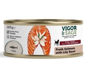 Vigor & Sage Vigor & Sage Hond Natvoer Lily Root met Zalm Vigor & Sage Vigor & Sage Hond Natvoer Lily Root met Zalm