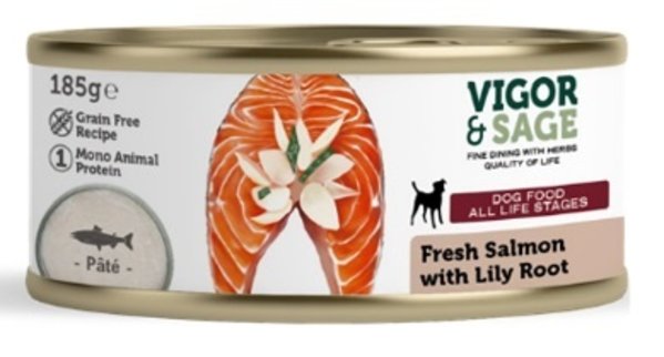 Vigor & Sage Vigor & Sage Hond Natvoer Lily Root met Zalm