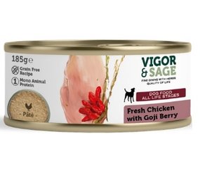 Vigor & Sage Vigor & Sage Hond Natvoer Goji Berry met Kip Vigor & Sage Vigor & Sage Hond Natvoer Goji Berry met Kip