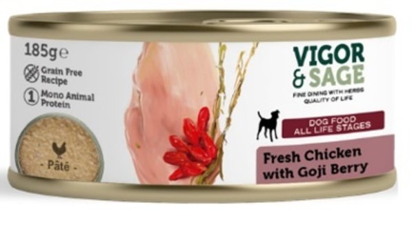 Vigor & Sage Vigor & Sage Hond Natvoer Goji Berry met Kip Vigor & Sage Vigor & Sage Hond Natvoer Goji Berry met Kip