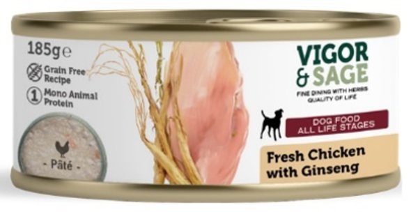 Vigor & Sage Vigor & Sage Hond Natvoer Ginseng met Kip Vigor & Sage Vigor & Sage Hond Natvoer Ginseng met Kip