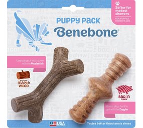 Benebone Benebone Puppy Pack Maplestick - Zaggler Bacon Benebone Benebone Puppy Pack Maplestick - Zaggler Bacon