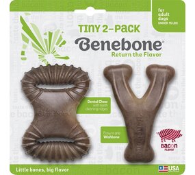 Benebone Benebone Tiny 2-Pack Bacon Benebone Benebone Tiny 2-Pack Bacon