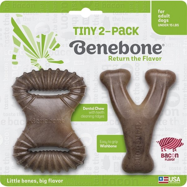 Benebone Benebone Tiny 2-Pack Bacon Benebone Benebone Tiny 2-Pack Bacon