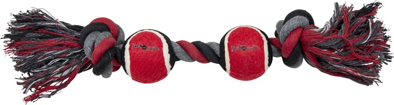 Jack & Vanilla Jack & Vanilla Babloa Trektouw 2 Tennisballen Zwart/Grijs/Rood Jack & Vanilla Jack & Vanilla Babloa Trektouw 2 Tennisballen Zwart/Grijs/Rood
