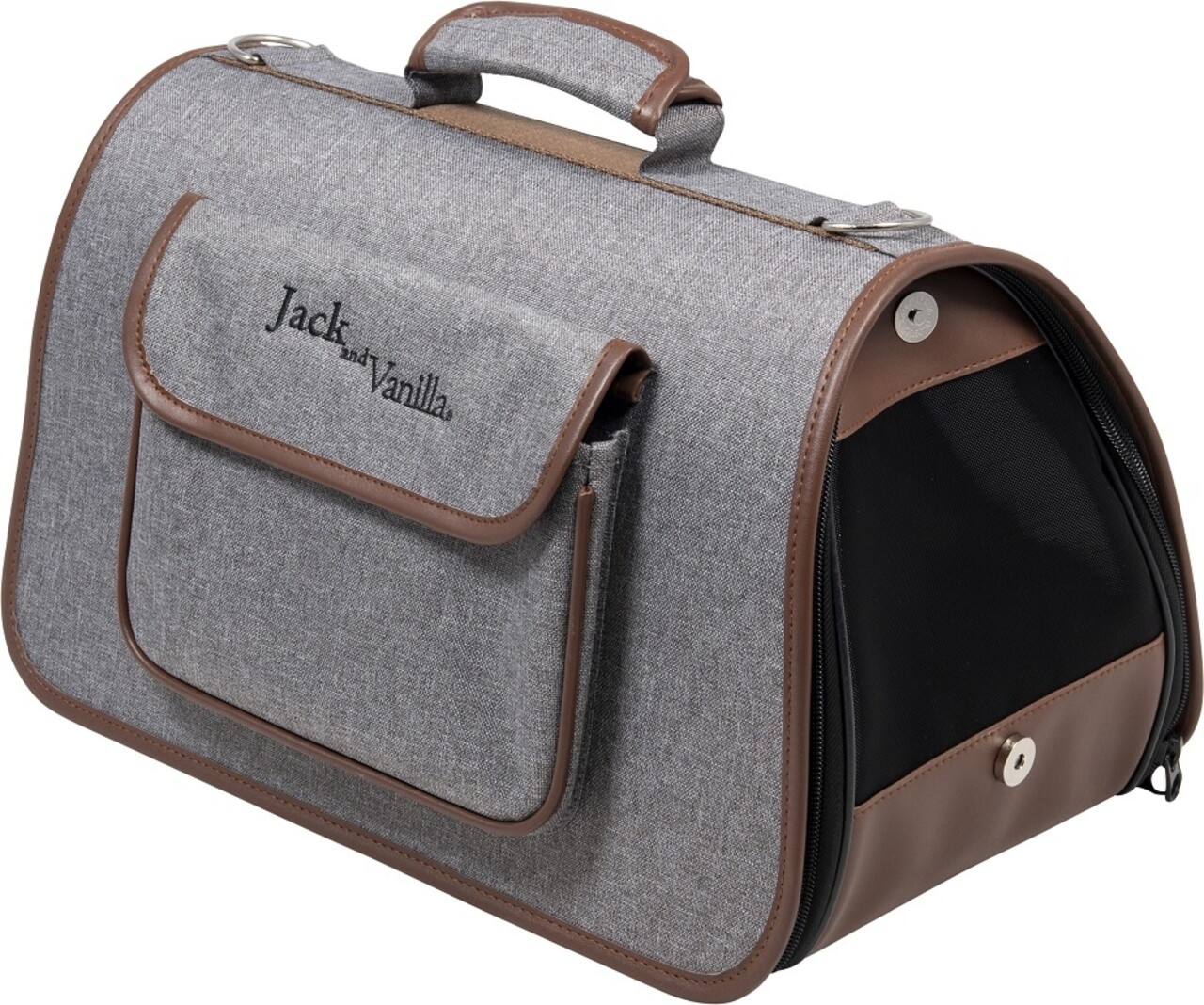 Jack & Vanilla Jack & Vanilla Bizou Pet Carrier Grijs/Bruin Jack & Vanilla Jack & Vanilla Bizou Pet Carrier Grijs/Bruin