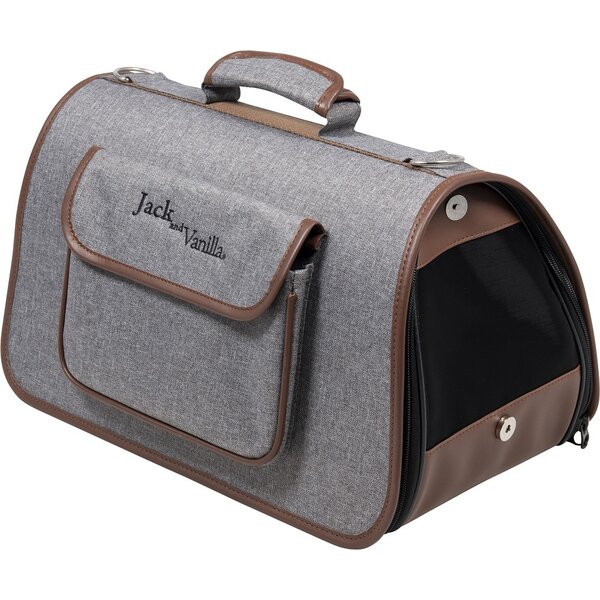 Jack & Vanilla Jack & Vanilla Bizou Pet Carrier Grijs/Bruin Jack & Vanilla Jack & Vanilla Bizou Pet Carrier Grijs/Bruin