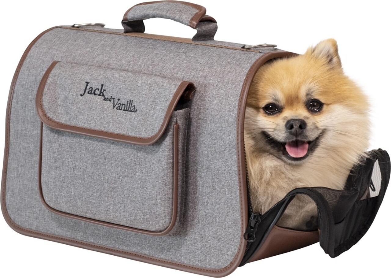 Jack & Vanilla Jack & Vanilla Bizou Pet Carrier Grijs/Bruin Jack & Vanilla Jack & Vanilla Bizou Pet Carrier Grijs/Bruin