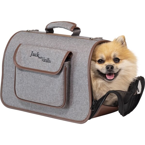 Jack & Vanilla Jack & Vanilla Bizou Pet Carrier Grijs/Bruin Jack & Vanilla Jack & Vanilla Bizou Pet Carrier Grijs/Bruin