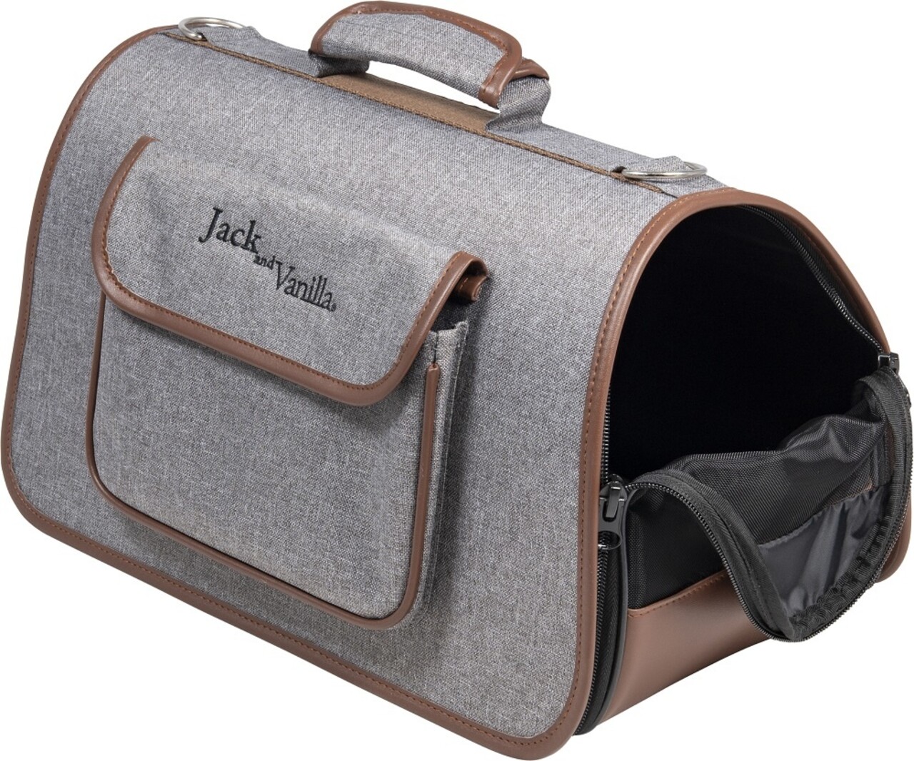Jack & Vanilla Jack & Vanilla Bizou Pet Carrier Grijs/Bruin Jack & Vanilla Jack & Vanilla Bizou Pet Carrier Grijs/Bruin