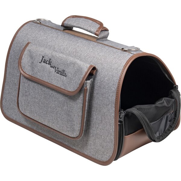 Jack & Vanilla Jack & Vanilla Bizou Pet Carrier Grijs/Bruin Jack & Vanilla Jack & Vanilla Bizou Pet Carrier Grijs/Bruin