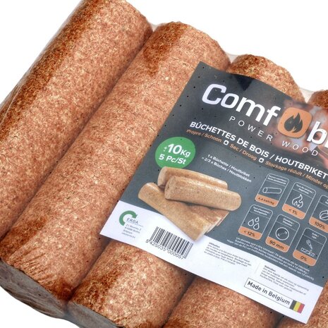 Comfobric Comfobric Houtbriketten (5 stuks - 10kg) Comfobric Comfobric Houtbriketten (5 stuks - 10kg)