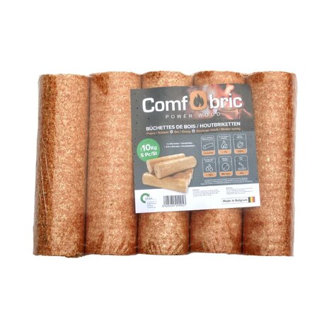 Comfobric Comfobric Houtbriketten (5 stuks - 10kg) Comfobric Comfobric Houtbriketten (5 stuks - 10kg)