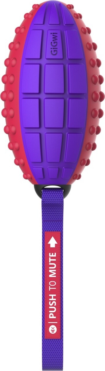 GiGwi GiGwi Push To Mute Rugbyball Rood/Paars GiGwi GiGwi Push To Mute Rugbyball Rood/Paars
