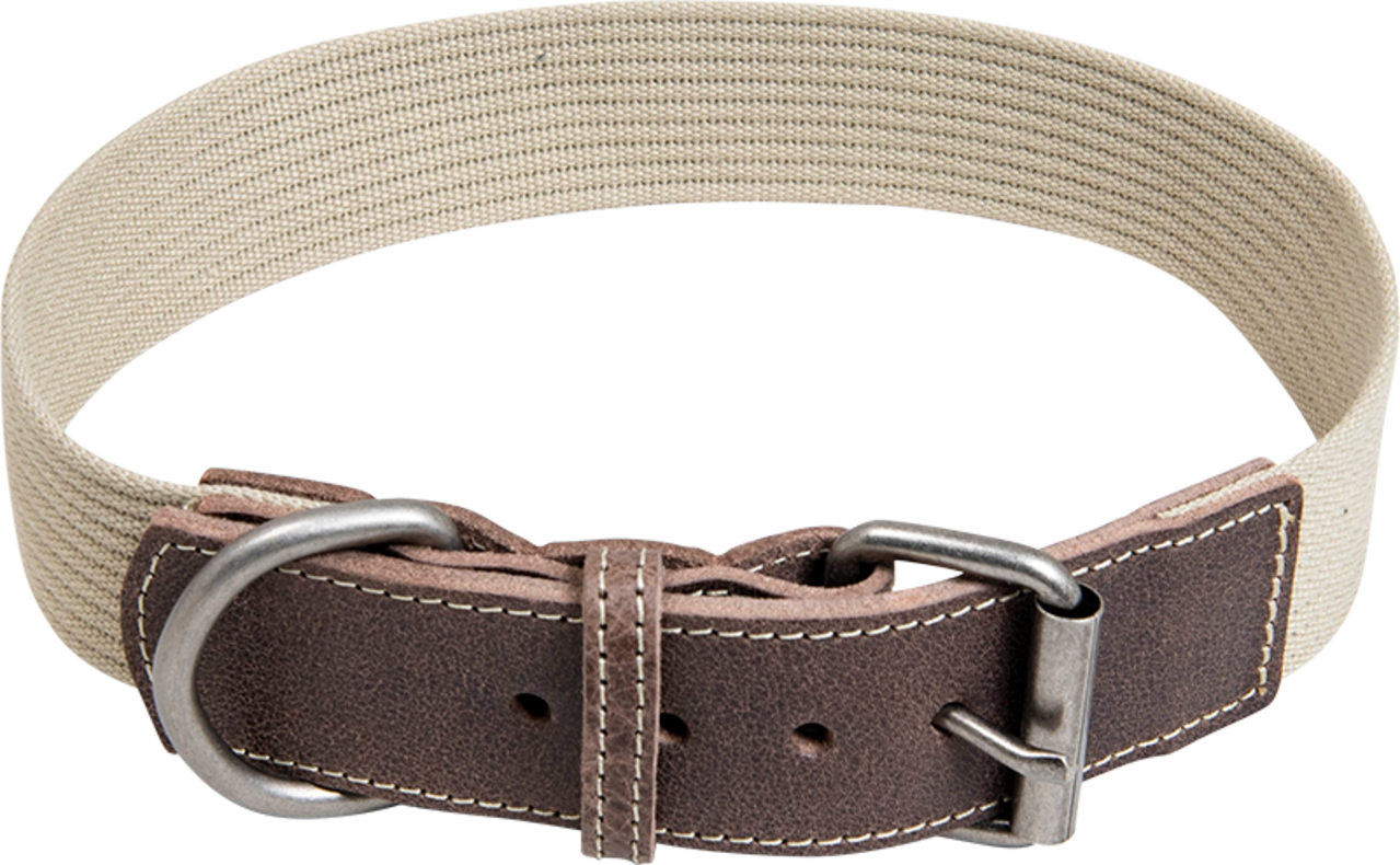Animal Boulevard Animal Boulevard Waxed Leder met Canvas Halsband Hond Bruin/Beige