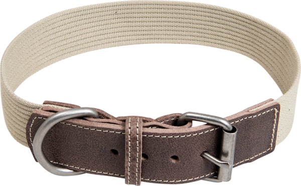 Animal Boulevard Animal Boulevard Waxed Leder met Canvas Halsband Hond Bruin/Beige