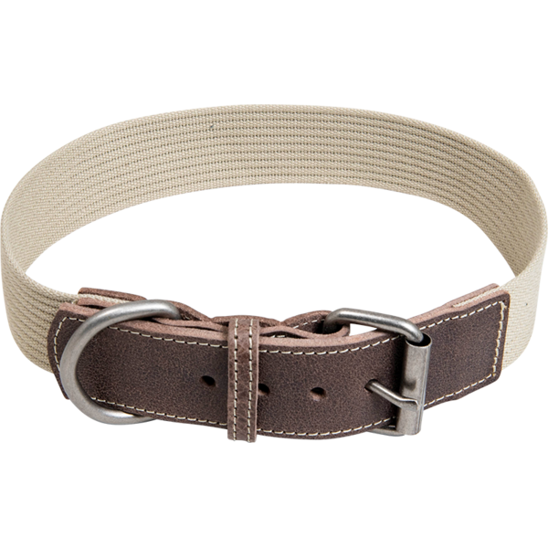 Animal Boulevard Animal Boulevard Waxed Leder met Canvas Halsband Hond Bruin/Beige