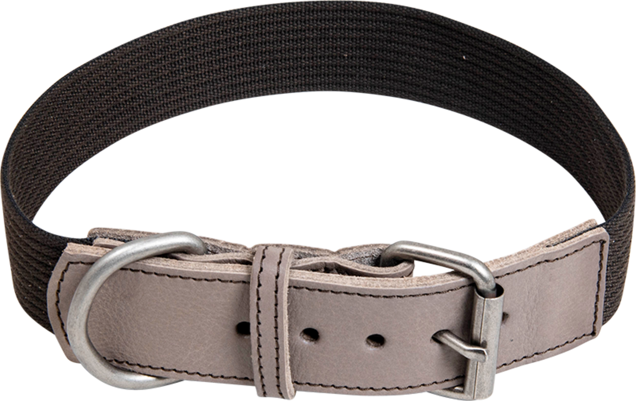 Animal Boulevard Animal Boulevard Waxed Leder met Canvas Halsband Hond Grijs/Bruin Animal Boulevard Animal Boulevard Waxed Leder met Canvas Halsband Hond Grijs/Bruin