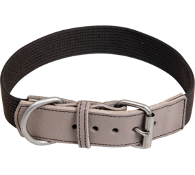 Animal Boulevard Animal Boulevard Waxed Leder met Canvas Halsband Hond Grijs/Bruin Animal Boulevard Animal Boulevard Waxed Leder met Canvas Halsband Hond Grijs/Bruin