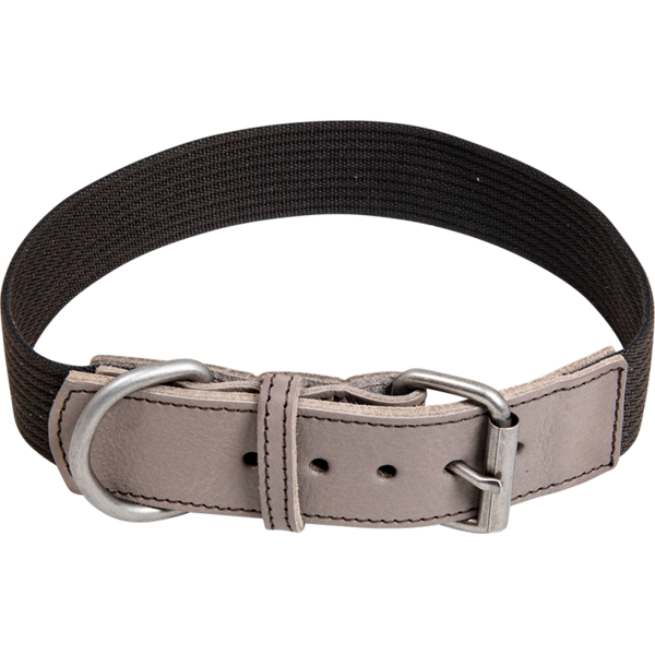 Animal Boulevard Animal Boulevard Waxed Leder met Canvas Halsband Hond Grijs/Bruin Animal Boulevard Animal Boulevard Waxed Leder met Canvas Halsband Hond Grijs/Bruin