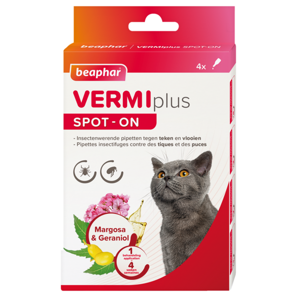 Béaphar Beaphar Vermiplus Spot-On Kat (tegen vlooien en teken)