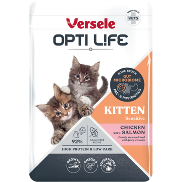Opti Life Opti Life Kat Natvoer Kitten met Kip & Zalm (Brokjes in saus) Opti Life Opti Life Kat Natvoer Kitten met Kip & Zalm (Brokjes in saus)