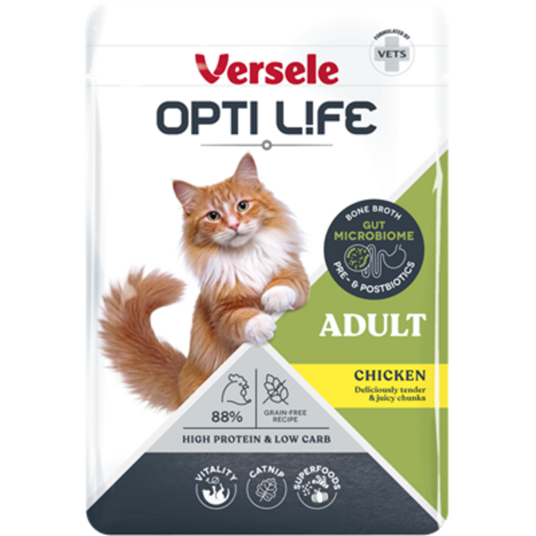 Opti Life Opti Life Kat Natvoer Adult met Kip (Brokjes in saus) Opti Life Opti Life Kat Natvoer Adult met Kip (Brokjes in saus)