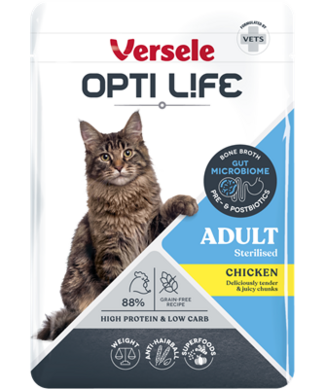 Opti Life Opti Life Kat Natvoer Adult Sterilised met Kip (Brokjes in saus) Opti Life Opti Life Kat Natvoer Adult Sterilised met Kip (Brokjes in saus)