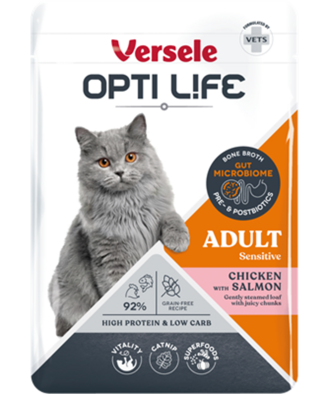 Opti Life  Opti Life Kat Natvoer Adult met Kip & Zalm (Brokjes in saus)